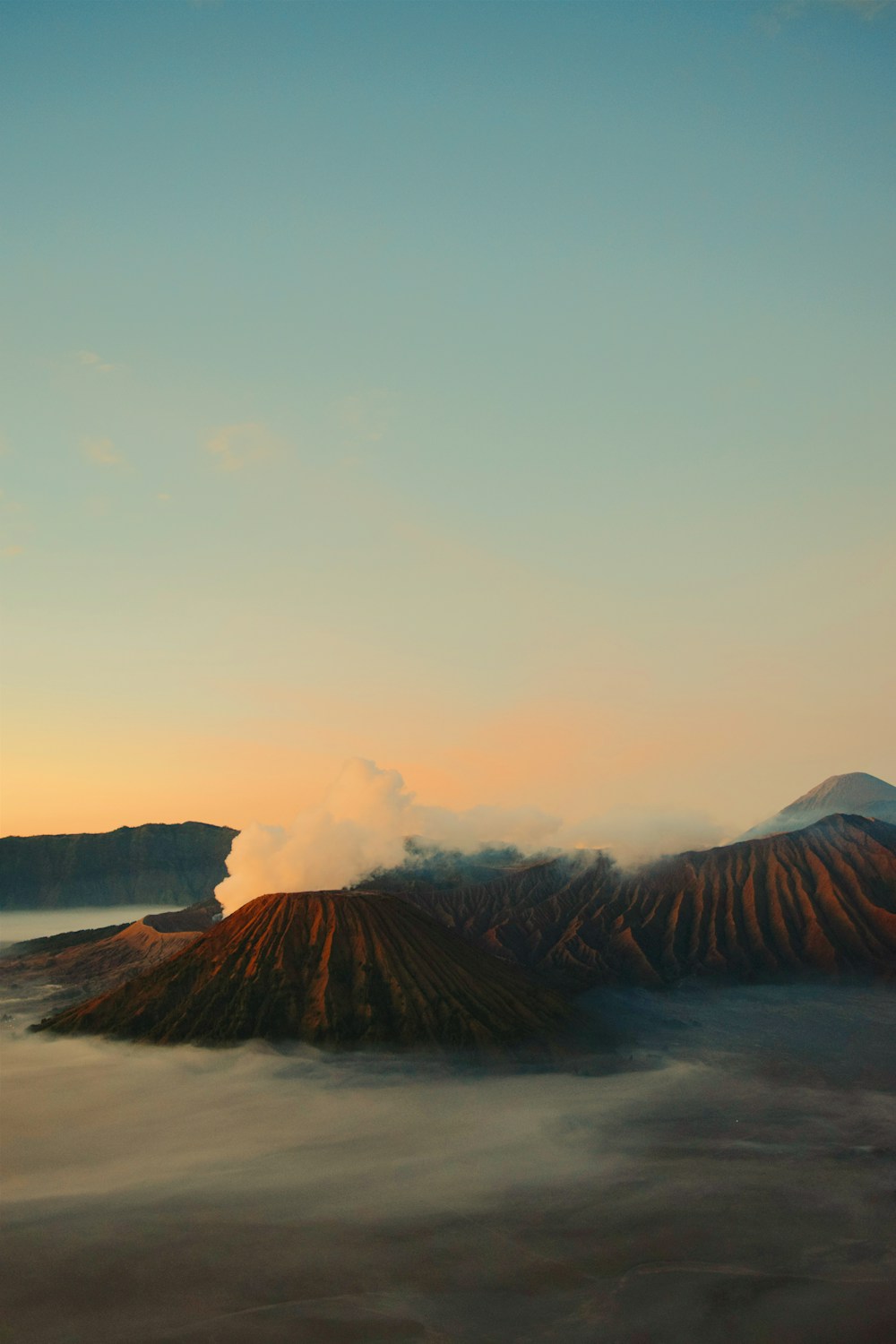 The volcanic landscape of Mount Bromo in Java